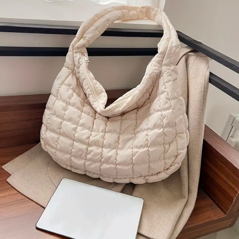 Aspen Quilted Tote Bag - Beige